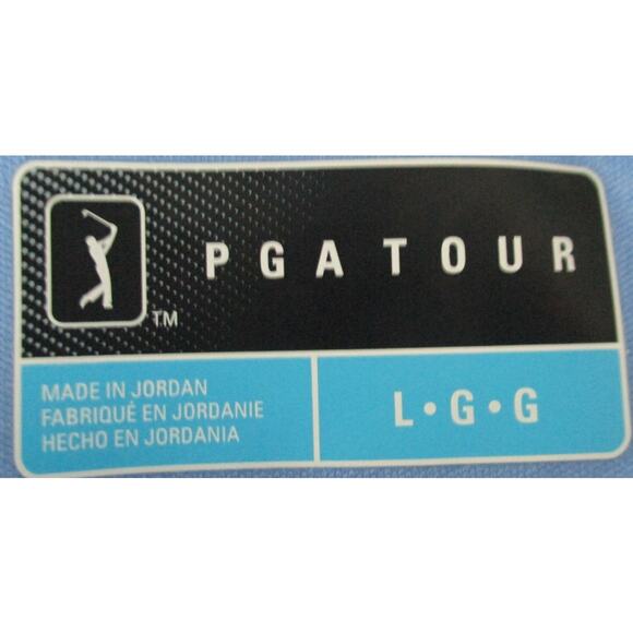 PGA Tour Men's Blue Striped Short Sleeve Stretch Golf Polo Shirt Size Large - Picture 7 of 7